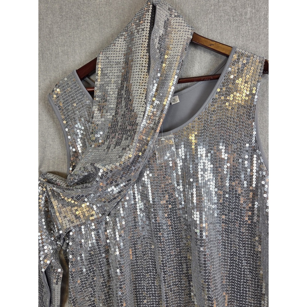 JOAN RIVERS Womens XL Sequin Tank Wrap Shawl Set Sparkle Dressy Disco Party NEW